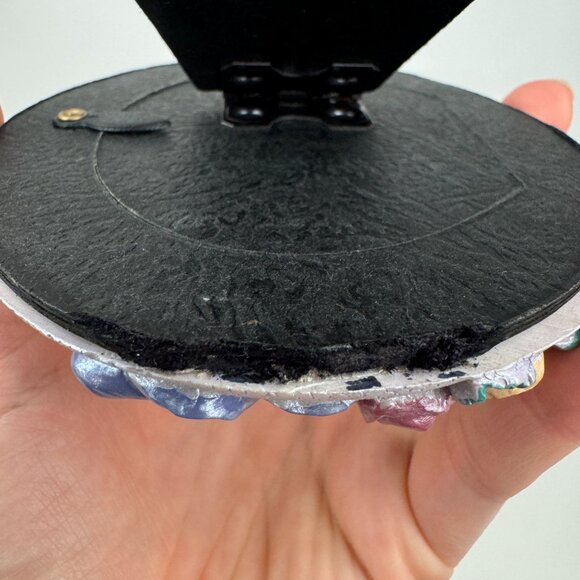 Vtg Tabletop Oval Mini Pic Frame Iridescent Purple w 3D Roses Flowers Ribbons - Picture 5 of 13